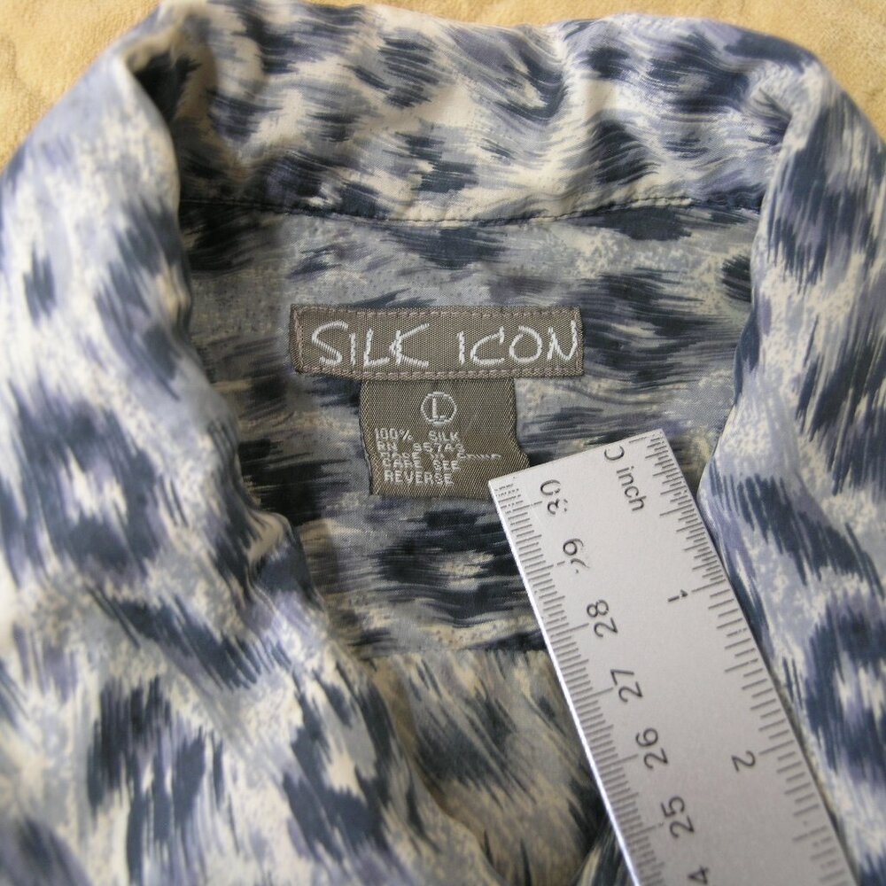 Silk Icon Animal Print Short Sleeve Blouse Women's Size Large